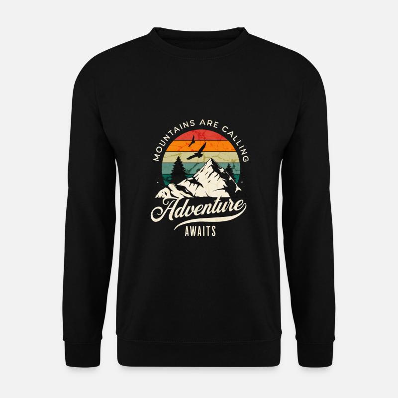 Die Berge rufen, das Abenteuer wartet auf die Wildnis - Unisex Pullover - Schwarz