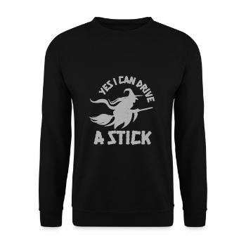 Yeah I Can Drive A Stick Funny Witch Pun - Unisex Sweatshirt - black - Front - Alina (178cm) & Michal (187cm)