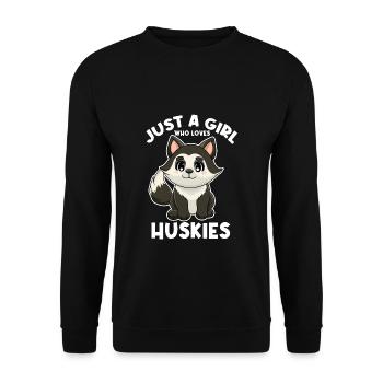 Juste une fille qui aime les huskies - Sweat-shirt Unisexe - noir - Devant - Alina (178cm) & Michal (187cm)