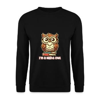 Ich bin eine Nachteule - Nerdy Owl - Unisex Pullover - Schwarz - Vorne - Alina (178cm) & Michal (187cm)