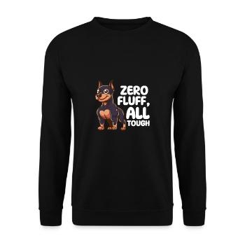 Zero Fluff, All Tough - Doberman Dog - Unisex Sweatshirt - black - Front - Alina (178cm) & Michal (187cm)