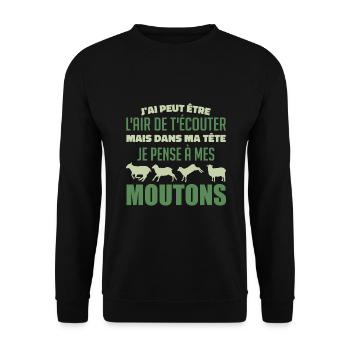 Je pense à mes moutons - Sweat-shirt Unisexe - noir - Devant - Alina (178cm) & Michal (187cm)