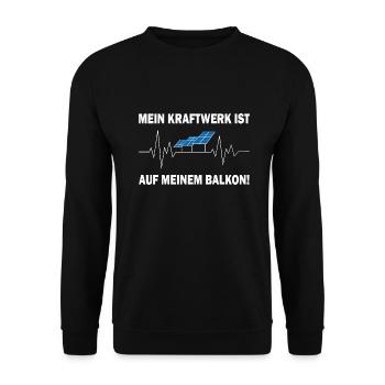 Mein Kraftwerk ist auf meinem Balkon - Unisex Pullover - Schwarz - Vorne - Alina (178cm) & Michal (187cm)