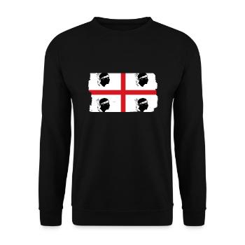 Sardinien Flagge Sardische Fahne Sardegna Fahne - Unisex Pullover - Schwarz - Vorne - Alina (178cm) & Michal (187cm)