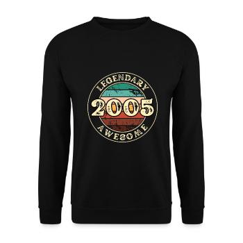 Jahrgang 2005 Jubiläumsgeschenk 18 Jahre Humor - Unisex Pullover - Schwarz - Vorne - Alina (178cm) & Michal (187cm)