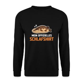 Offizielles Hecht Schlafshirt Lustiges Angelshirt - Unisex Pullover - Schwarz - Vorne - Alina (178cm) & Michal (187cm)