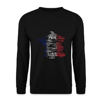 Frankreich Umriss Städte Flagge Paris Marseille - Unisex Pullover - Schwarz - Vorne - Alina (178cm) & Michal (187cm)