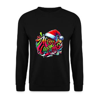 Merry Christmas Graffiti Sil - Unisex Pullover - Schwarz - Vorne - Alina (178cm) & Michal (187cm)