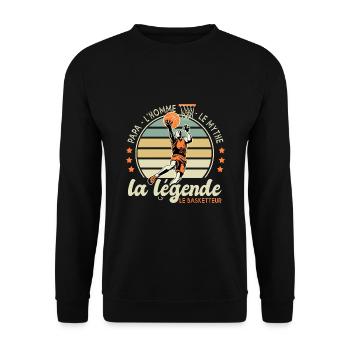 papa homme mythe légende basketteur papa basket - Sweat-shirt Unisexe - noir - Devant - Alina (178cm) & Michal (187cm)