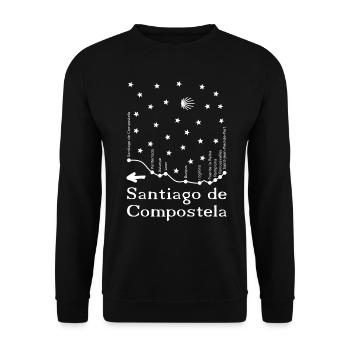 Santiago de Compostela II 002 Weiß - Unisex Pullover - Schwarz - Vorne - Alina (178cm) & Michal (187cm)