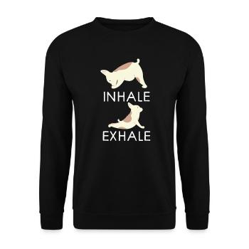 Yoga French Bulldogs - Unisex Sweatshirt - black - Front - Alina (178cm) & Michal (187cm)