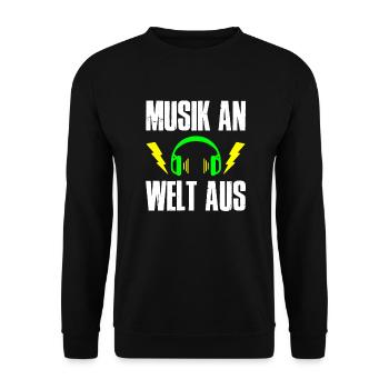 Musik an Welt aus - Unisex Pullover - Schwarz - Vorne - Alina (178cm) & Michal (187cm)