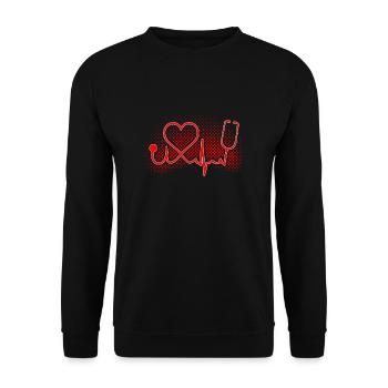 Altenpflegerin mit Herz - Unisex Pullover - Schwarz - Vorne - Alina (178cm) & Michal (187cm)