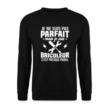 Pas parfait mais je suis bricoleur - Sweat-shirt Unisexe - noir - Devant - Alina (178cm) & Michal (187cm)