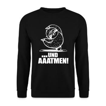 Faultier Yoga Spruch - Unisex Pullover - Schwarz - Vorne - Alina (178cm) & Michal (187cm)