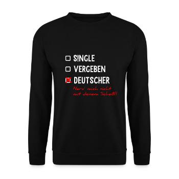 Deutscher lustiger frecher Spruch zum ankreuzen - Unisex Pullover - Schwarz - Vorne - Alina (178cm) & Michal (187cm)
