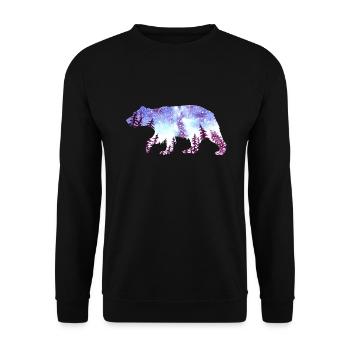 Bear Night Sky Forest - Unisex Sweatshirt - black - Front - Alina (178cm) & Michal (187cm)