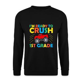 Ich bin bereit, Regenbogenmädchen Jungen der 1. Klasse zu zerquetschen - Unisex Pullover - Schwarz - Vorne - Alina (178cm) & Michal (187cm)