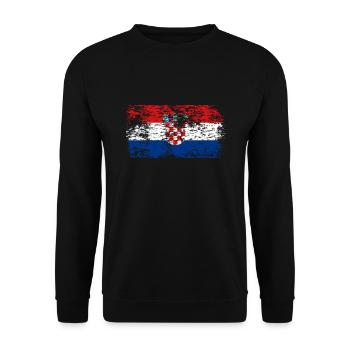 Kroatien Flagge Adria Zagreb Kroatische Fahne - Unisex Pullover - Schwarz - Vorne - Alina (178cm) & Michal (187cm)