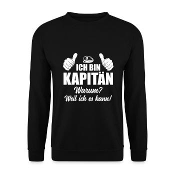 Kapitän Bootsbesitzer Segler Bootsführerschein - Unisex Pullover - Schwarz - Vorne - Alina (178cm) & Michal (187cm)