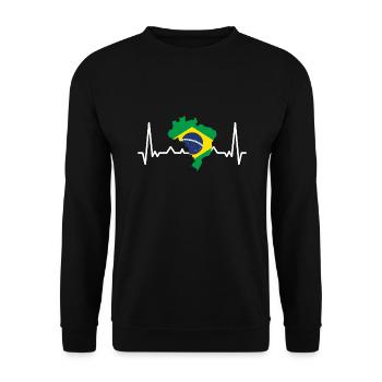 Flag of Brazil Flag of South America - Unisex Sweatshirt - black - Front - Alina (178cm) & Michal (187cm)