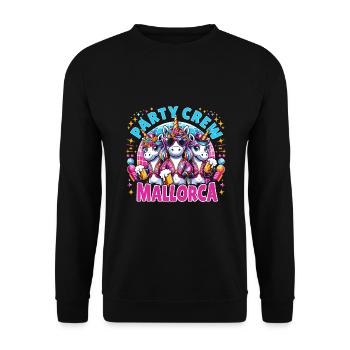 Party Crew Mallorca Licorne Design - Sweat-shirt Unisexe - noir - Devant - Alina (178cm) & Michal (187cm)