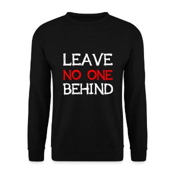 Leave No One Behind Refugees Welcome Geschenkidee - Unisex Pullover - Schwarz - Vorne - Alina (178cm) & Michal (187cm)