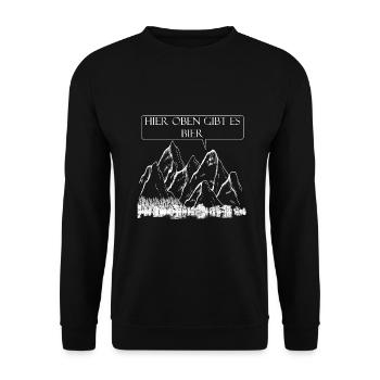 Wandern, hier oben gibt es Bier zur Erfrischung - Unisex Pullover - Schwarz - Vorne - Alina (178cm) & Michal (187cm)