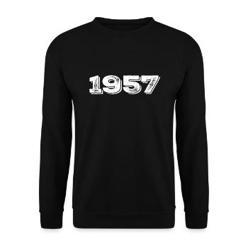 Geburtstagsgeschenk 1957 - 1957 - Unisex Pullover - Schwarz - Vorne - Alina (178cm) & Michal (187cm)