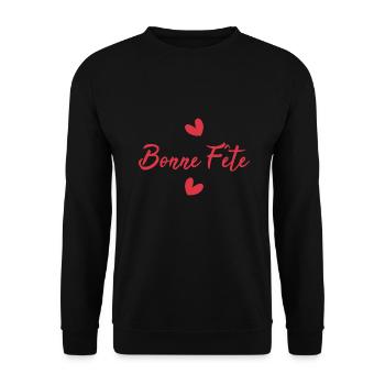 BONNE FÊTE. FÊTE DES MÈRES. FÊTE DES PÈRES. FÊTE - Sweat-shirt Unisexe - noir - Devant - Alina (178cm) & Michal (187cm)