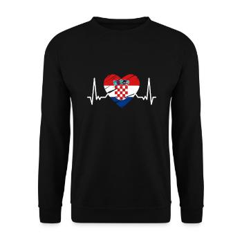 Croatia Flag Adriatic Sea Zagreb Croatian Flag - Unisex Sweatshirt - black - Front - Alina (178cm) & Michal (187cm)