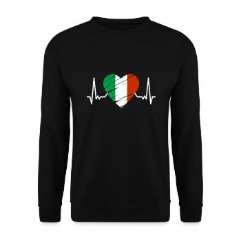 Italien Fahne Herzschlag Italienische Fahne Herz - Unisex Pullover - Schwarz - Vorne - Alina (178cm) & Michal (187cm)