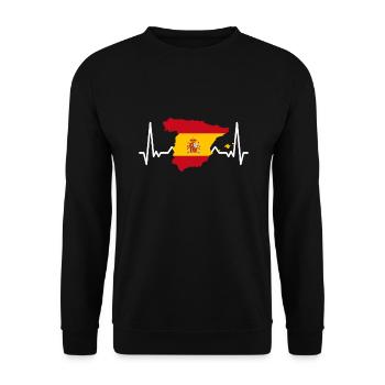 Drapeau de l’Espagne Battement de cœur Drapeau espagnol ECG de pouls - Sweat-shirt Unisexe - noir - Devant - Alina (178cm) & Michal (187cm)