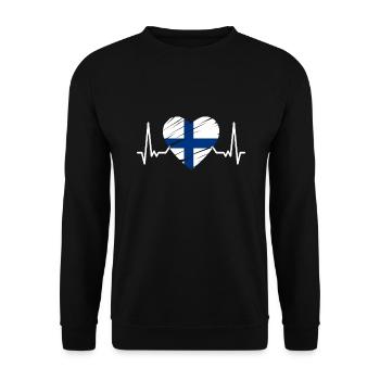 Finland Flag Suomi Finnish Flag Heartbeat - Unisex Sweatshirt - black - Front - Alina (178cm) & Michal (187cm)