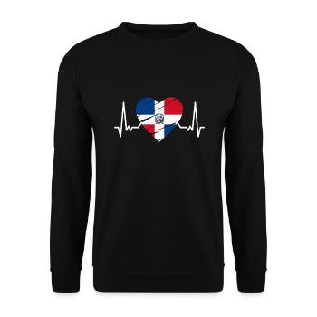 Dominikanische Republik Flagge Dom Rep Fahne Reise - Unisex Pullover - Schwarz - Vorne - Alina (178cm) & Michal (187cm)