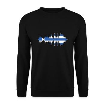 Griechenland Flagge Hellas Athen Griechische Fahne - Unisex Pullover - Schwarz - Vorne - Alina (178cm) & Michal (187cm)