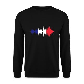 Frankreich Flagge Used Look Französische Fahne - Unisex Pullover - Schwarz - Vorne - Alina (178cm) & Michal (187cm)