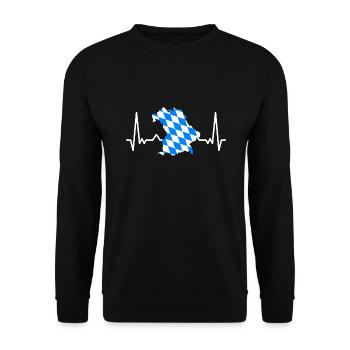 Bavaria Flag Heartbeat Bavarian Flag Vintage - Unisex Sweatshirt - black - Front - Alina (178cm) & Michal (187cm)