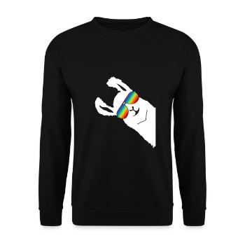 Llama Alpaca WHITE RAINBOW PILLAR - Unisex Sweatshirt - black - Front - Alina (178cm) & Michal (187cm)