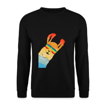 LAMA ALPAKA REGENBOGEN Gay Pride LGBDTSONNENBRILLE - Unisex Pullover - Schwarz - Vorne - Alina (178cm) & Michal (187cm)