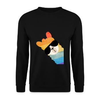 Funny Lama Alpaka Alpaca Sunglasses - Unisex Pullover - Schwarz - Vorne - Alina (178cm) & Michal (187cm)