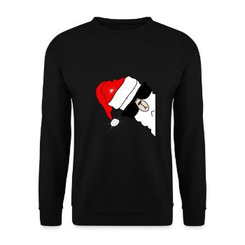 Lama Alpaka Weihnachten Weihnachtsmuetze - Unisex Pullover - Schwarz - Vorne - Alina (178cm) & Michal (187cm)