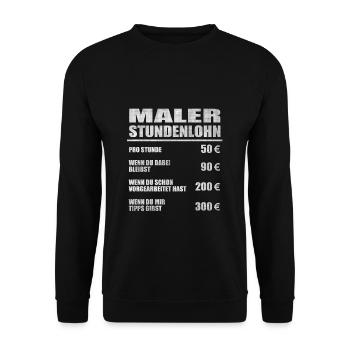 MALER STUNDENLOHN - Unisex Pullover - Schwarz - Vorne - Alina (178cm) & Michal (187cm)