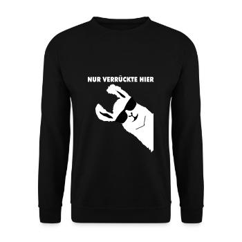 NUR VERRUeCKTE HIER ALPACA PARTY - Unisex Pullover - Schwarz - Vorne - Alina (178cm) & Michal (187cm)