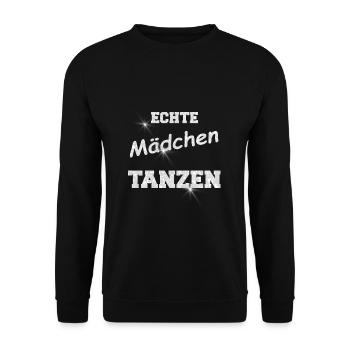 ECHTE MAeDCHEN TANZEN GLITZER WEISS - Unisex Pullover - Schwarz - Vorne - Alina (178cm) & Michal (187cm)