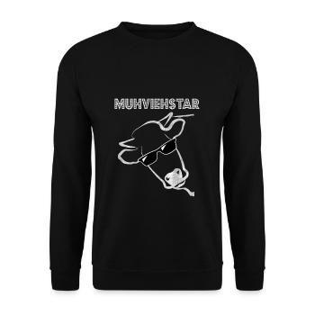 KUH KÜHE UND RINDER RINDVIEH GESCHENK - Unisex Pullover - Schwarz - Vorne - Alina (178cm) & Michal (187cm)