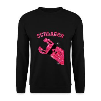 SCHLAGER LAMA für Damen, Frauen, Männer Geschenk - Unisex Pullover - Schwarz - Vorne - Alina (178cm) & Michal (187cm)