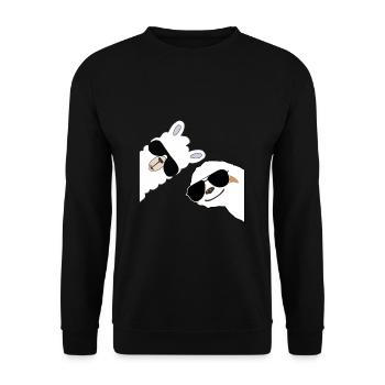Alpaca laughs with sloth Sloth - Unisex Sweatshirt - black - Front - Alina (178cm) & Michal (187cm)