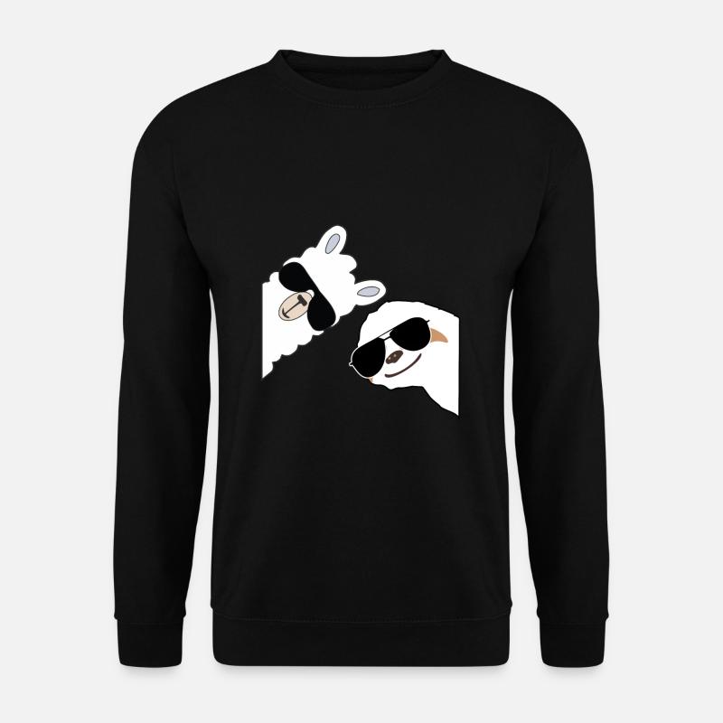 Alpaka lacht mit Faultier Sloth - Unisex Pullover - Schwarz