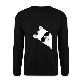 Lama lacht Geschenk für Frauen, Männer, Kinder - Unisex Pullover - Schwarz - Vorne - Alina (178cm) & Michal (187cm)
